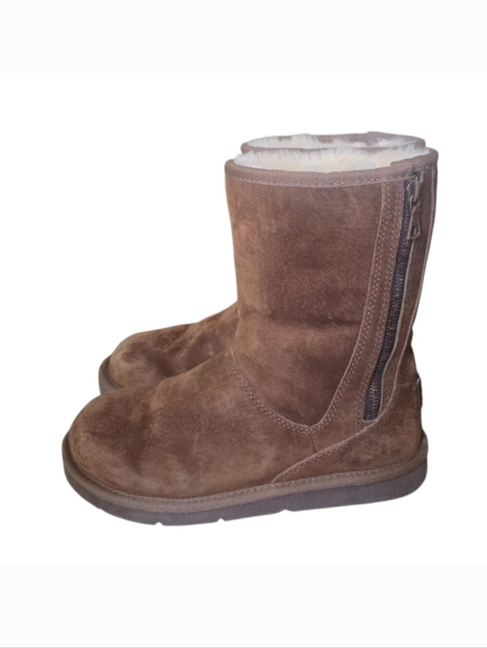 UGG Mayfaire Boots Chestnut Brown Shearling Zipper Boots Size 7